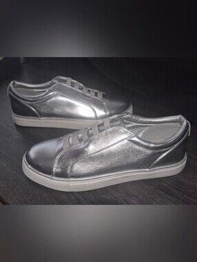Reaction Kenneth Cole Metallic Silver Slip-On Sneakers